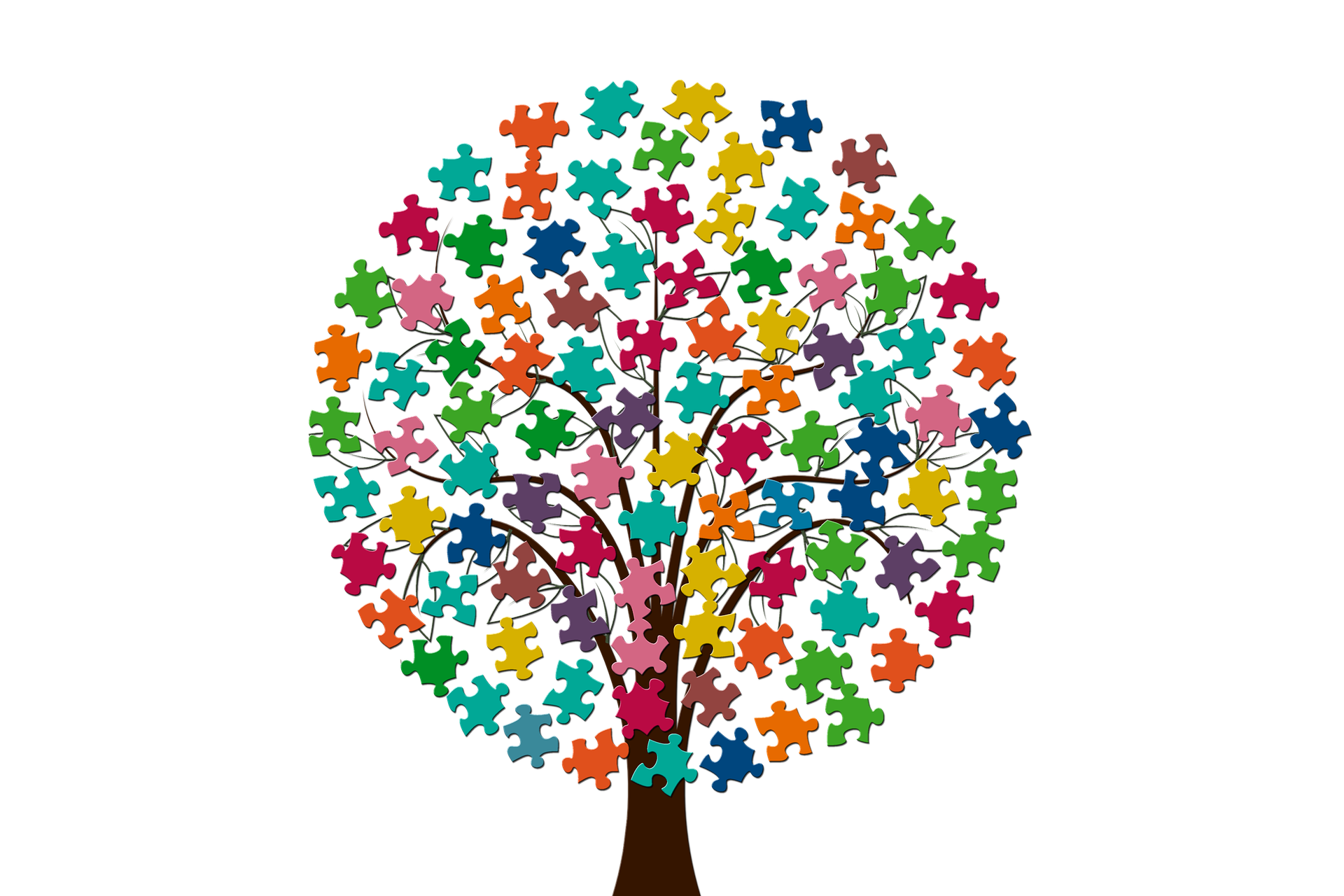 Tree Share Baum mit Puzzelteilen in der Krone